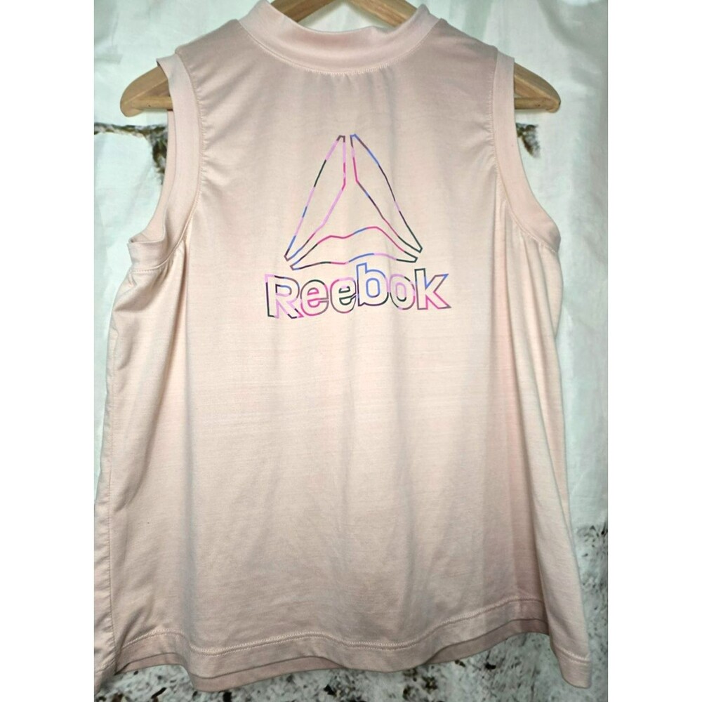 Reebok Women's High Neck Sleeveless Tank Top Light Pink Mock Neck Size L